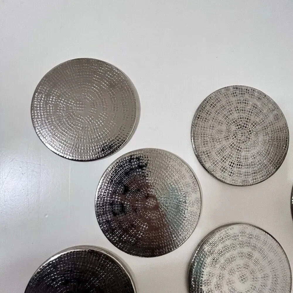 Blue Pheasant Winsford Shiny Nickel, Coasters Set of 5, Etched Metal